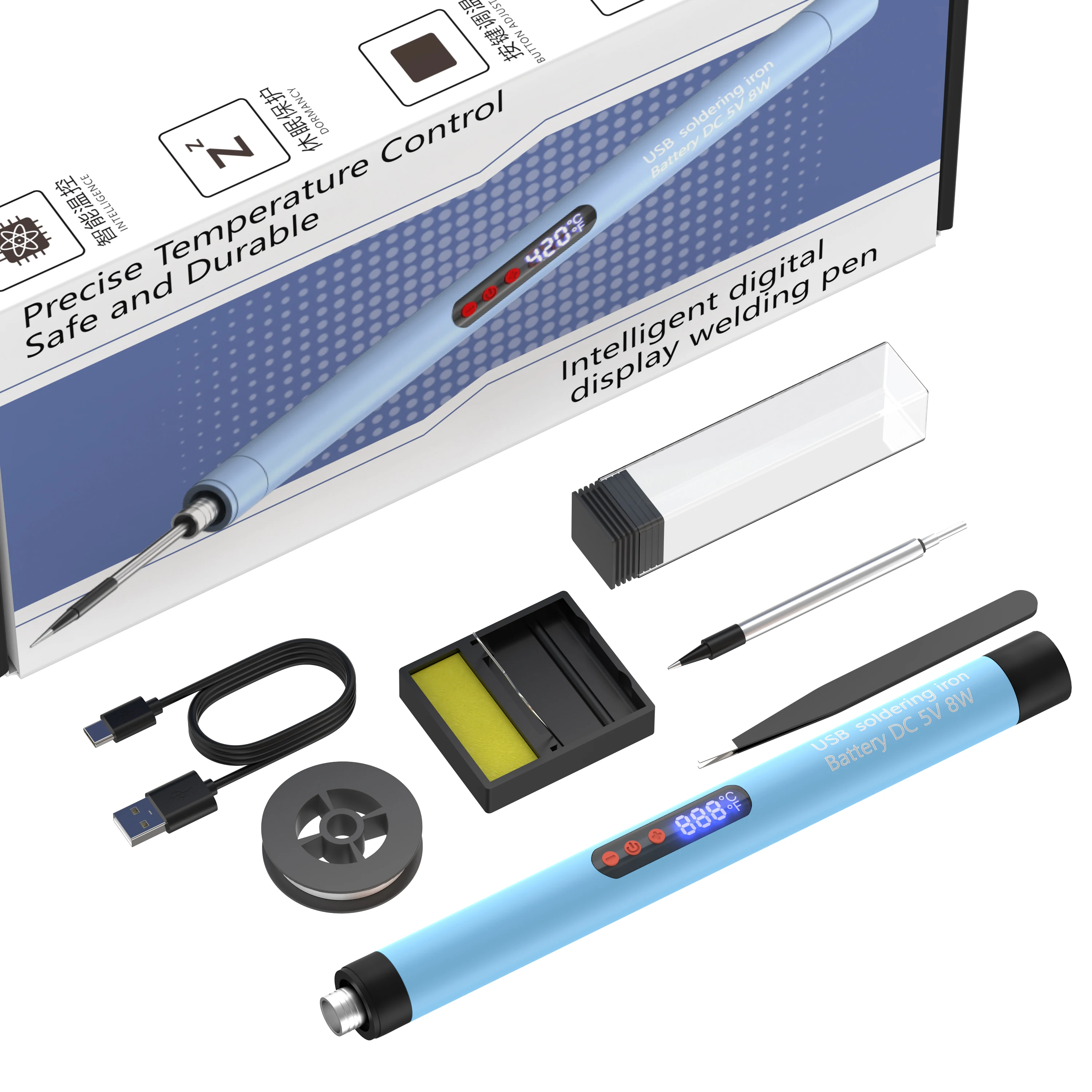 Digital Display Soldering Iron with Adjustable Temperature and Portable Welding Tool 600hAn Battery