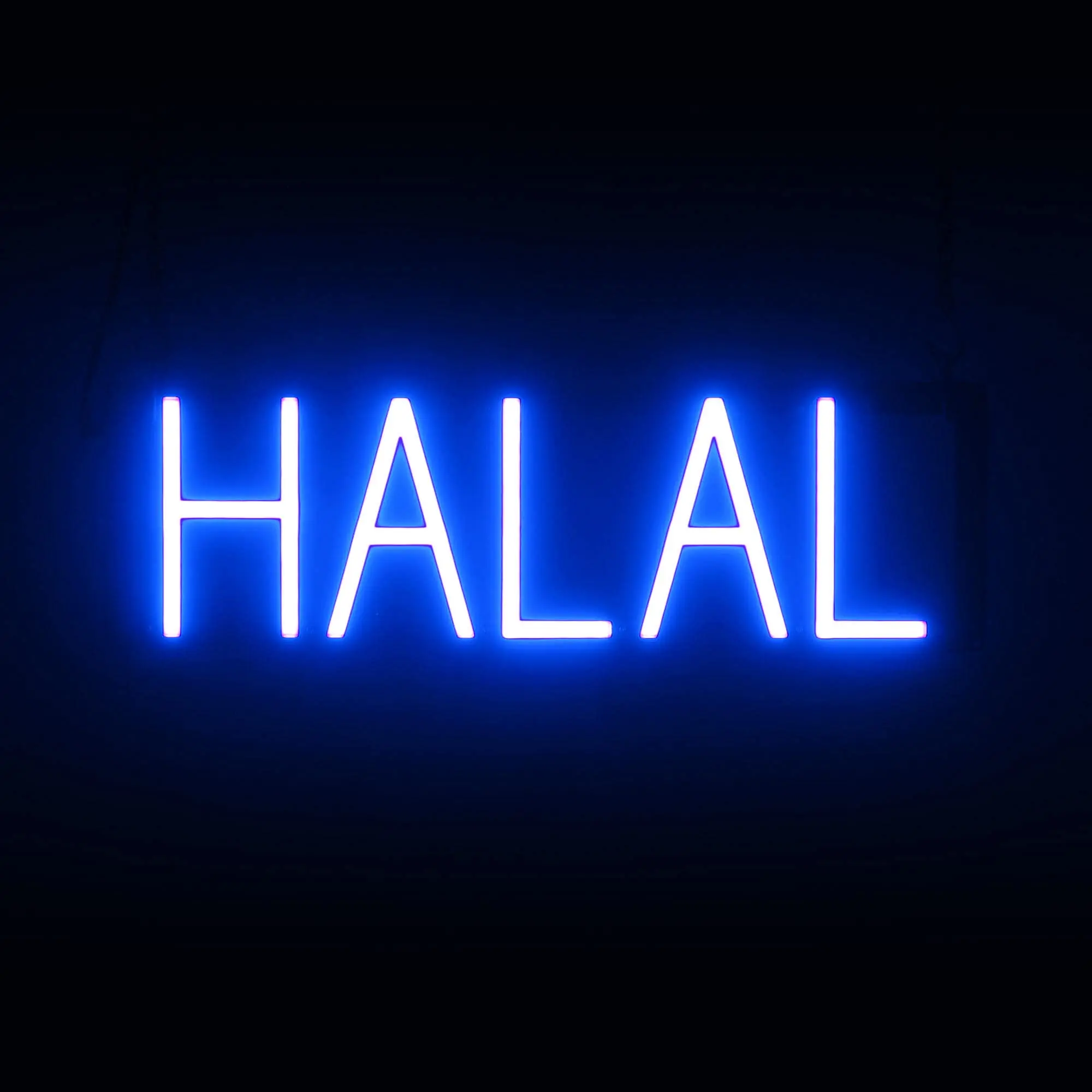LED Neon HALAL Sign for Business - Blue, 20" x 6"