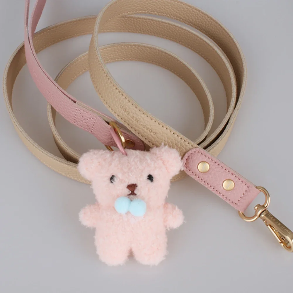 Dog Collar Leash Set with Cute Bear Leather Frosted Waterproof Collar for Small Dog Fashion Puppy Kitten Chihuahua Collar Leash