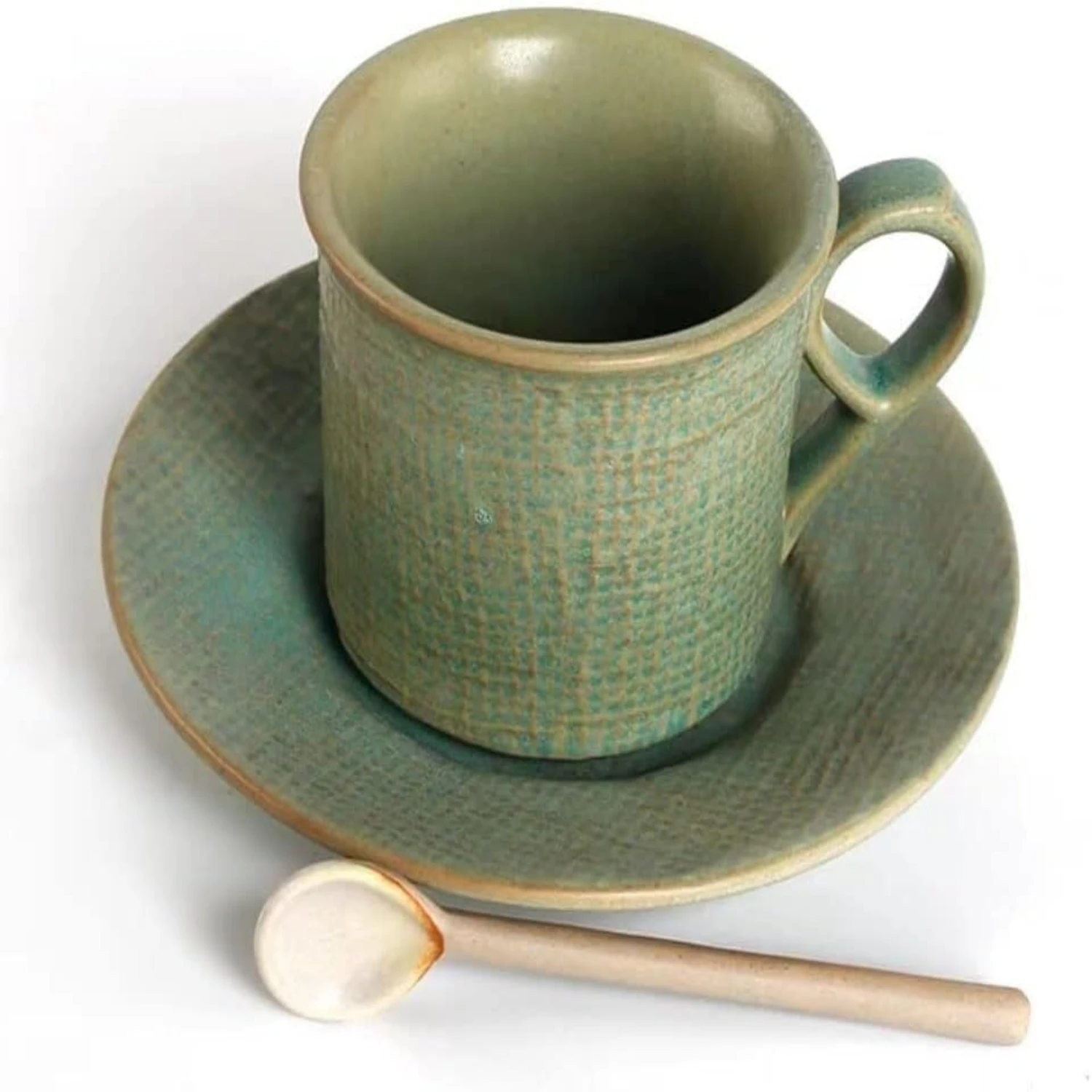 

Italian Ceramic Creative Nostalgic Small and Delicate Coffee Cup and Saucer Set - Color B for Afternoon Tea and Espresso - Styli