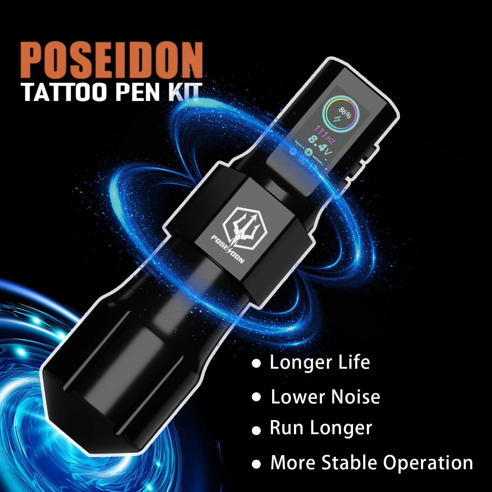 Tattoo Kit POSEIDON Hot Sale Tattoo Pen Kit For Permanent Makeup Tattoo Machine Kit Fashion Tattoo Power Supply Tattoo Gun Kit