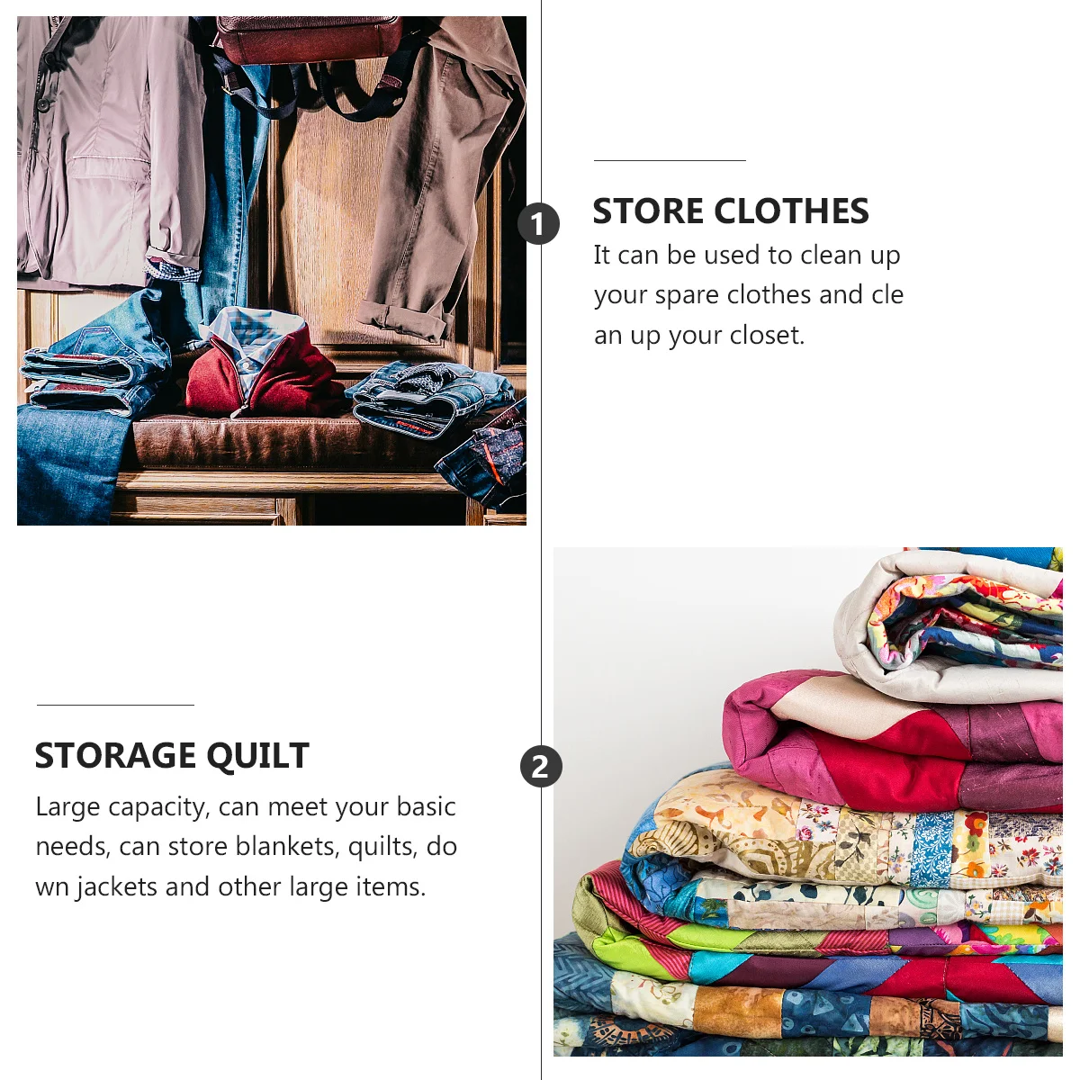 

2Pcs Travel Storage Bag Breathable Waterproof Reinforced Non-Woven Fabric Organizer Home Storage Bag for Quilt Blanket Packing