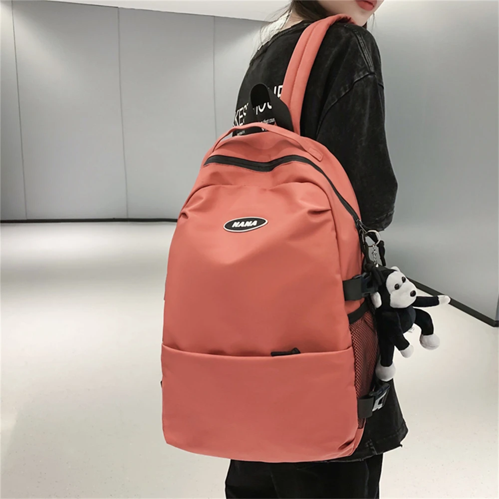 Mochila escolar de Color liso para chica, morral de viaje para estudiantes universitarios, mochila bonita para ordenador portátil para mujer