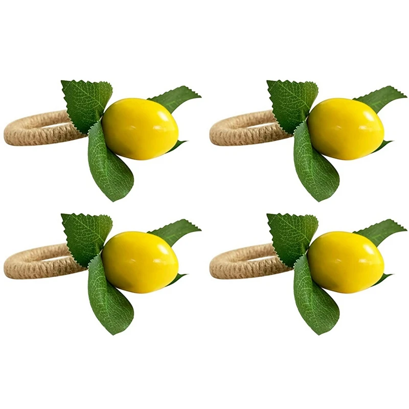 

16Pcs Simulation Lemon Plant Napkin Ring Fruit Meal Buckle Hotel Model Room Napkin Ring Napkin Buckle Party Supplies