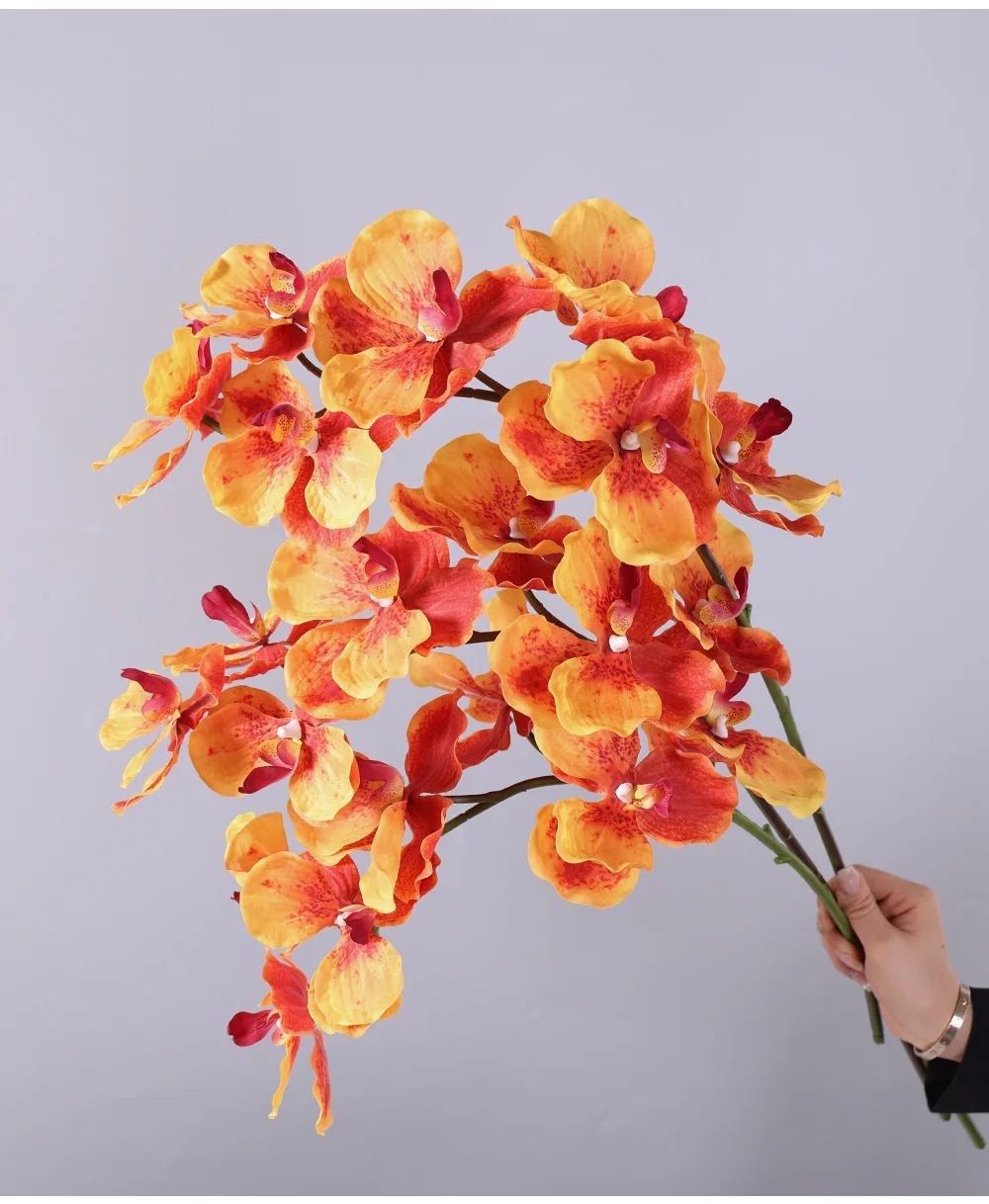 3 Stück Feuchtigkeitsspendende Latex-Vanda-Orchideen, Künstliche Blumen mit Echtem Touch, Hochzeits-Blumenarrangement, Dekoration für Zuhause und Partys, Phalaenopsis – Detail 6