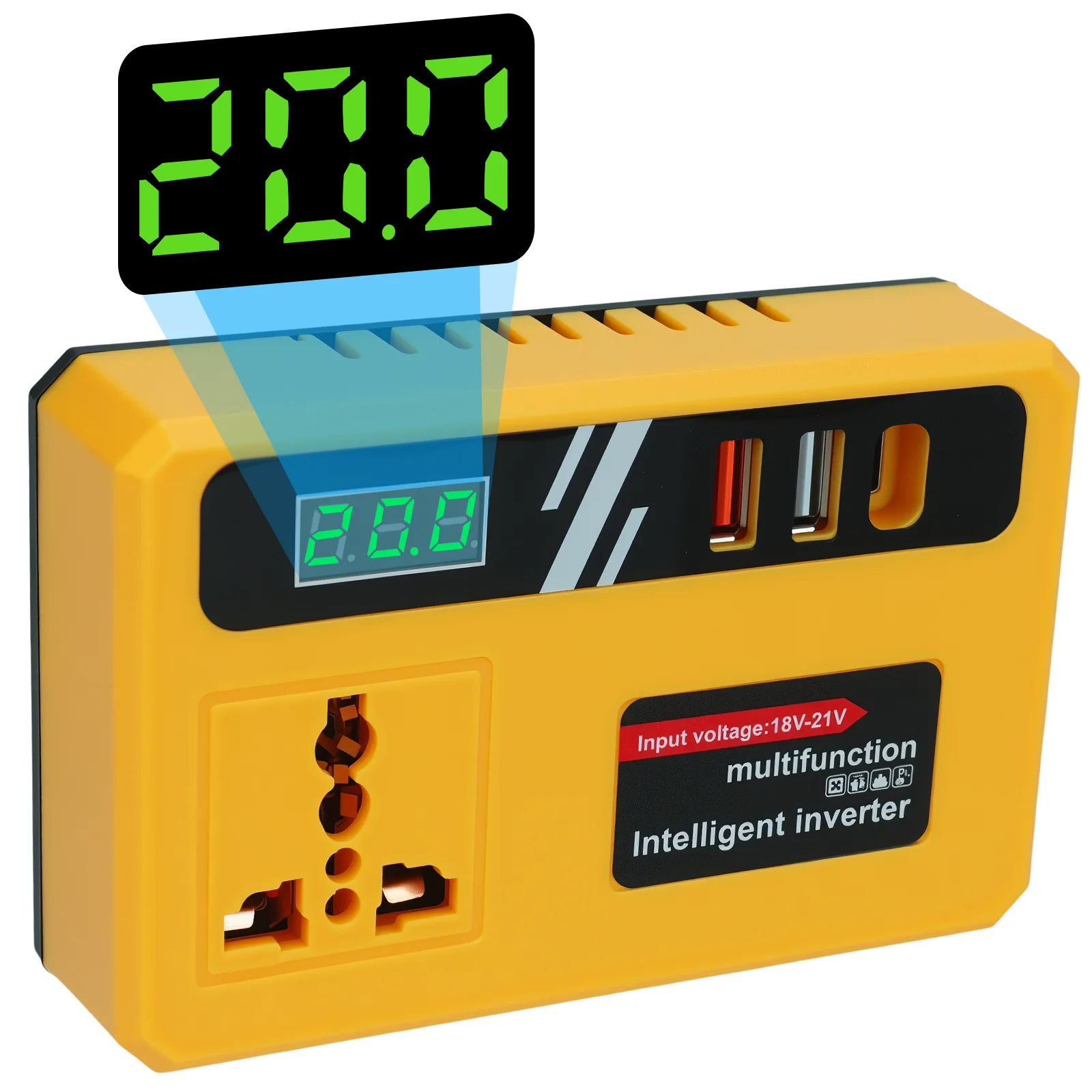 120W Power Inverter for Dewalt 20V Battery DC 20V to AC 110V-220V Power Generator Inverter with 2 USB Ports 1 Type-C 1 AC Outlet