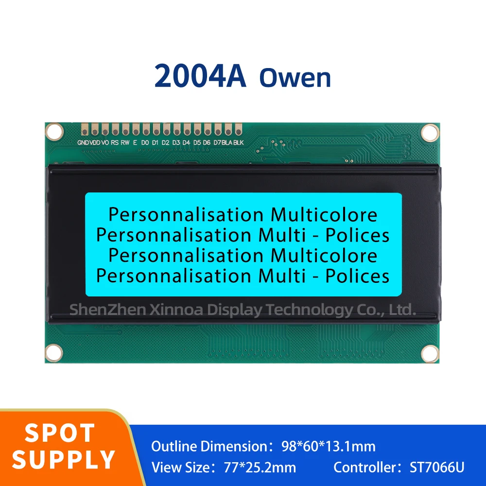 3.3V/5V 16PIN Interface Module 5V 3.3V Optional 16PIN 3.3V/5V Ice Blue Film Black Letters European 2004A High Quality LCD Screen