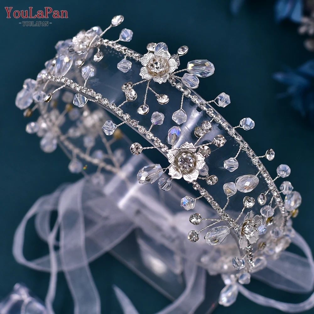 

TOPQUEEN Wedding Headband with Crystal Bridal Headpiece Hair Accessories Brides Headwear Earring Bridal Headdress Ornament HP340