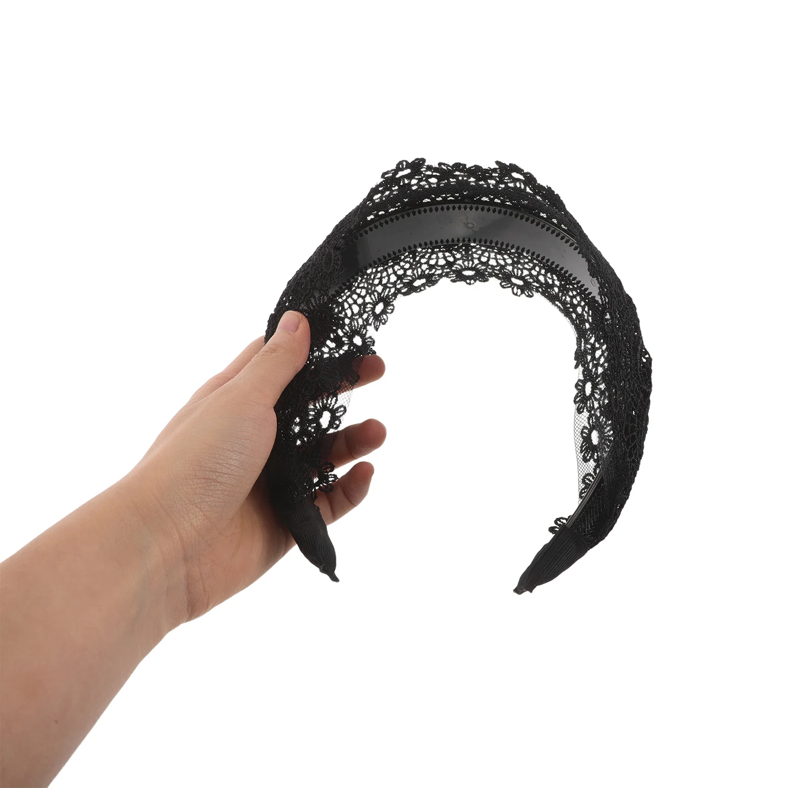 

Black Floral Lace Wide Headband For Women Elegant Stretch Hair Band Vintage Boho Headwrap Embroidered Design Party Everyday