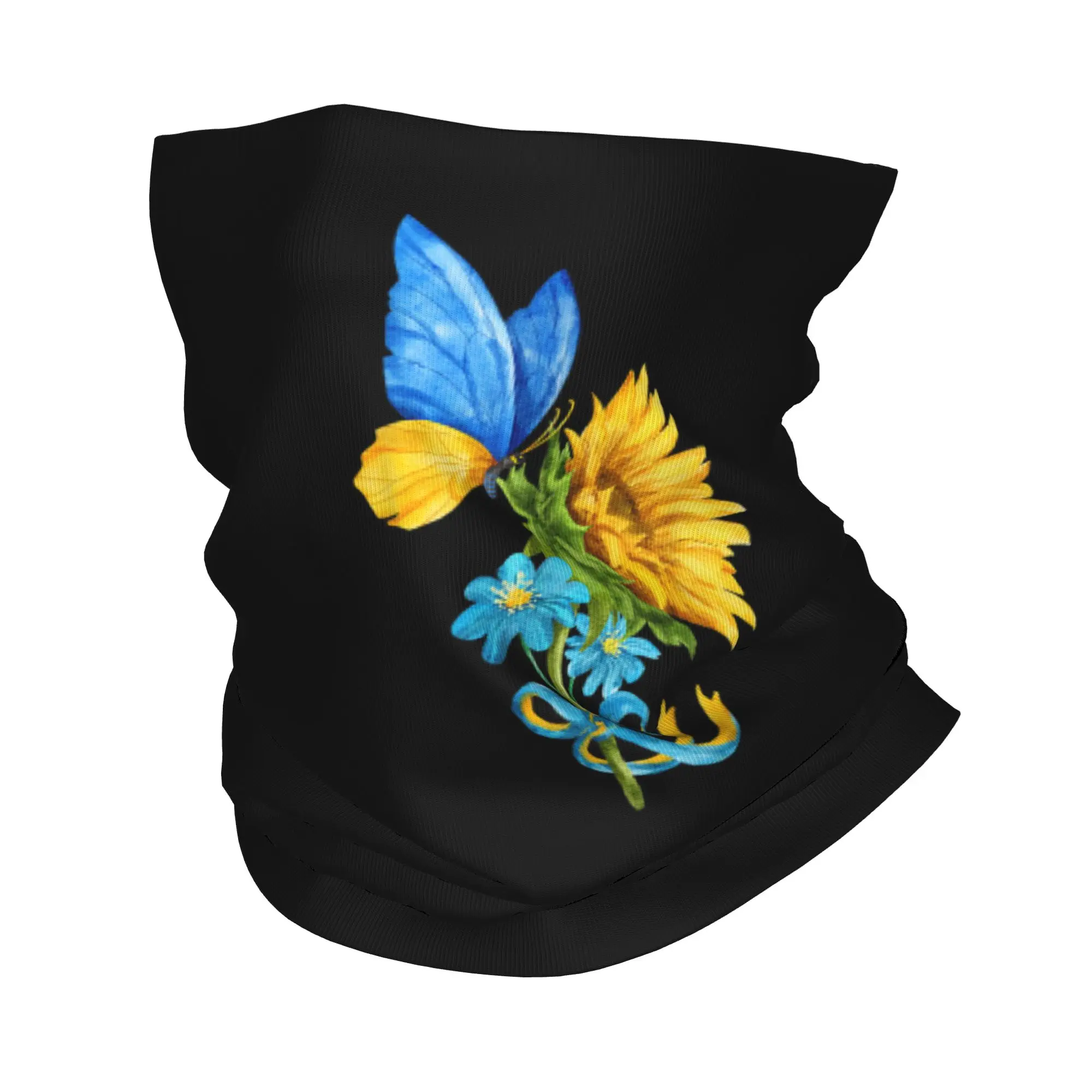 Sunflower Ukraine Flag Butterfly Ukrainian Flag Bandana Neck Gaiter Printed Balaclavas Mask Scarf Headband for Men Women Adult