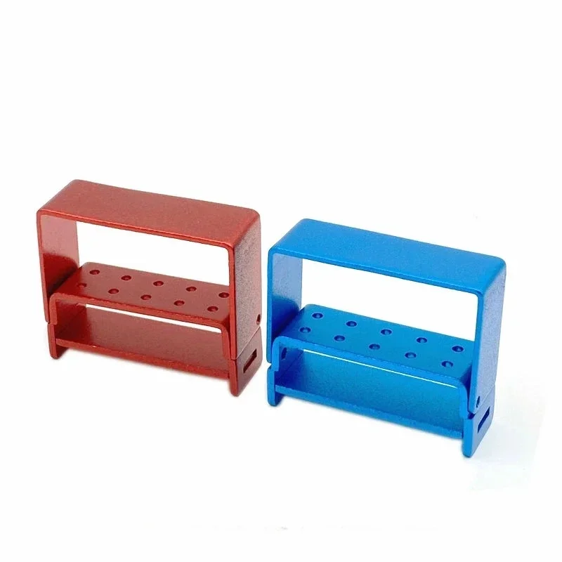 5 Holes/10 Holes Dental Burs Holder Block Dental Disinfection Box Aluminium For 1.6mm High Speed Burs Dentist Tool