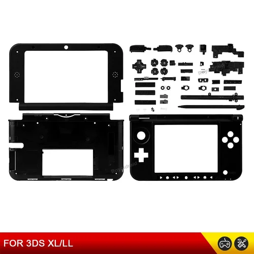 Imagen 1 del producto Carcasa Superior e Inferior de Repuesto con Marco Central y Compartimento para Batería, con Botones Completos y Lápiz para Consola 3DS XL LL, Accesorios