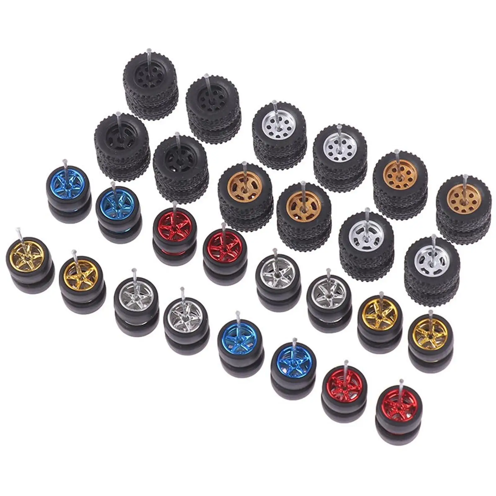 

2Pcs RC Wheels and Tires Replacement Part Sturdy Lightweight 1/64 Scale Vehicle Wheels Modified Tire for Car Models RC Truck