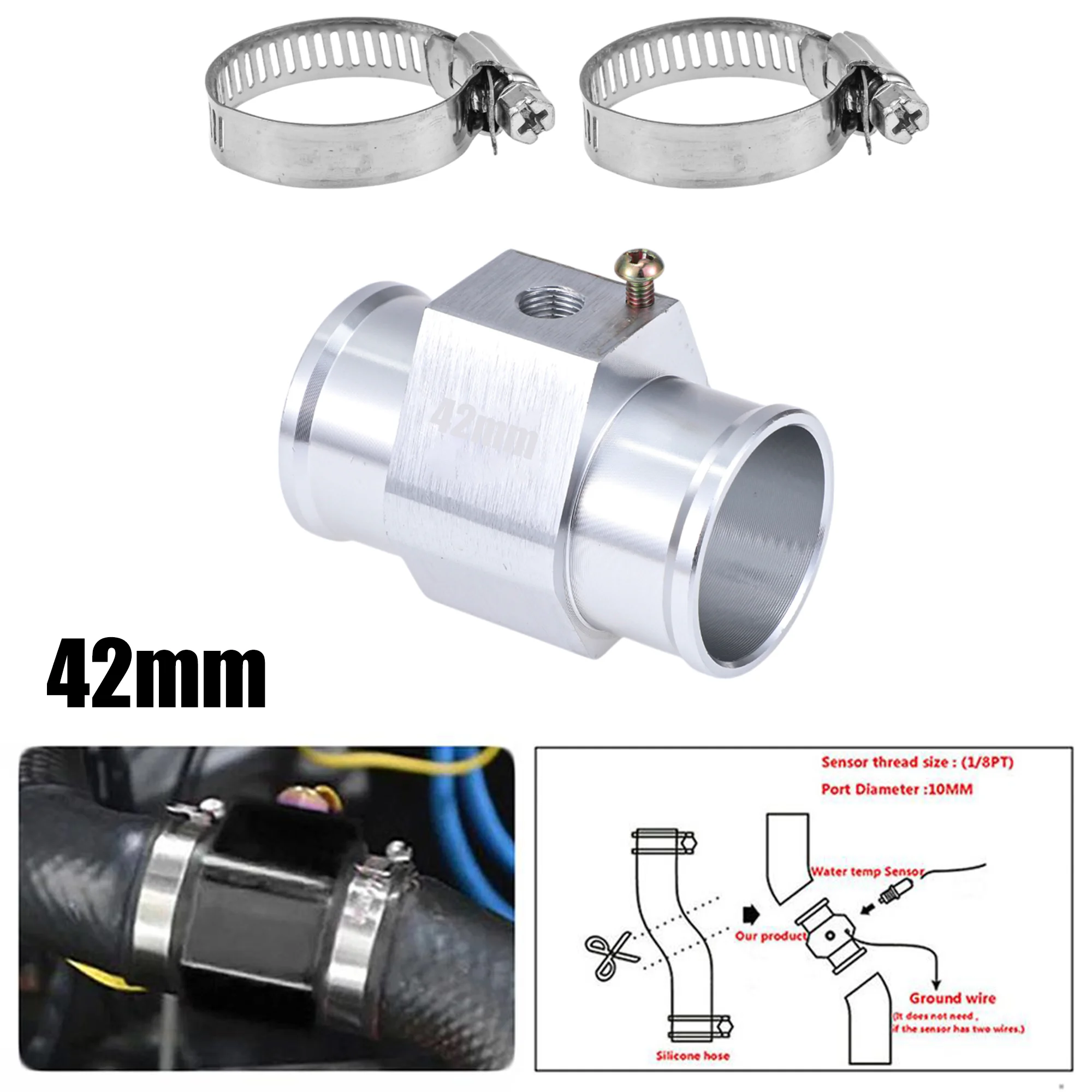 

Racing Car 38mm 42mm Joint Pipe Radiator Hose Adapter for 1/8"NPT Water Temp Gauge Sensor