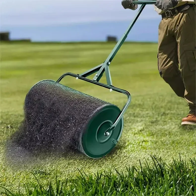 1PC Fertilization Pushpull Boom Spreader Lawn Garden Agriculture Forestry Iron Basket Roller Cover Soil Surface Dressing Compost