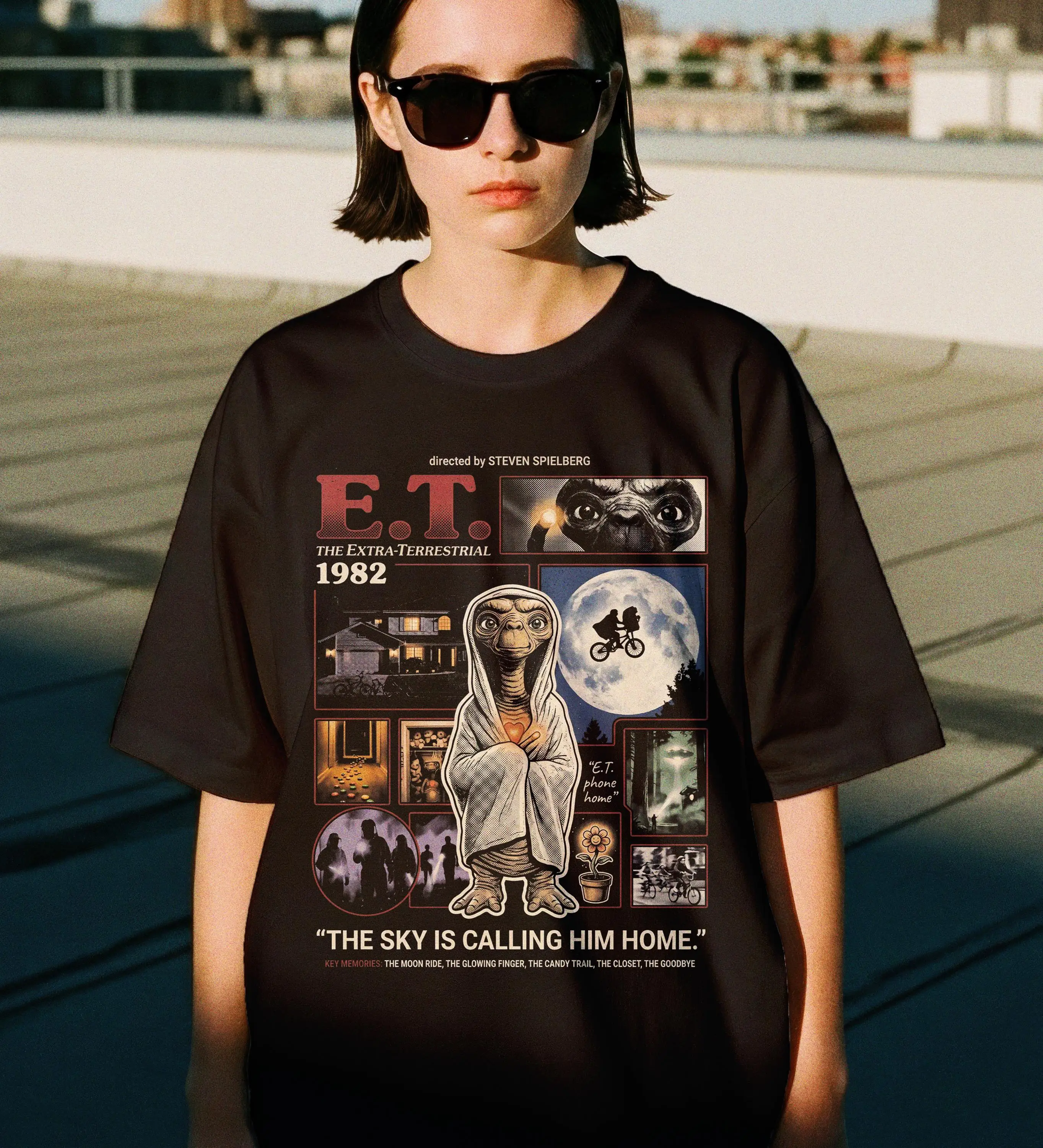 E.T. The Extra-terrestrial  Vintage 80s Movie  Graphic T-Shirt Cotton Men Women Streetwear Tee