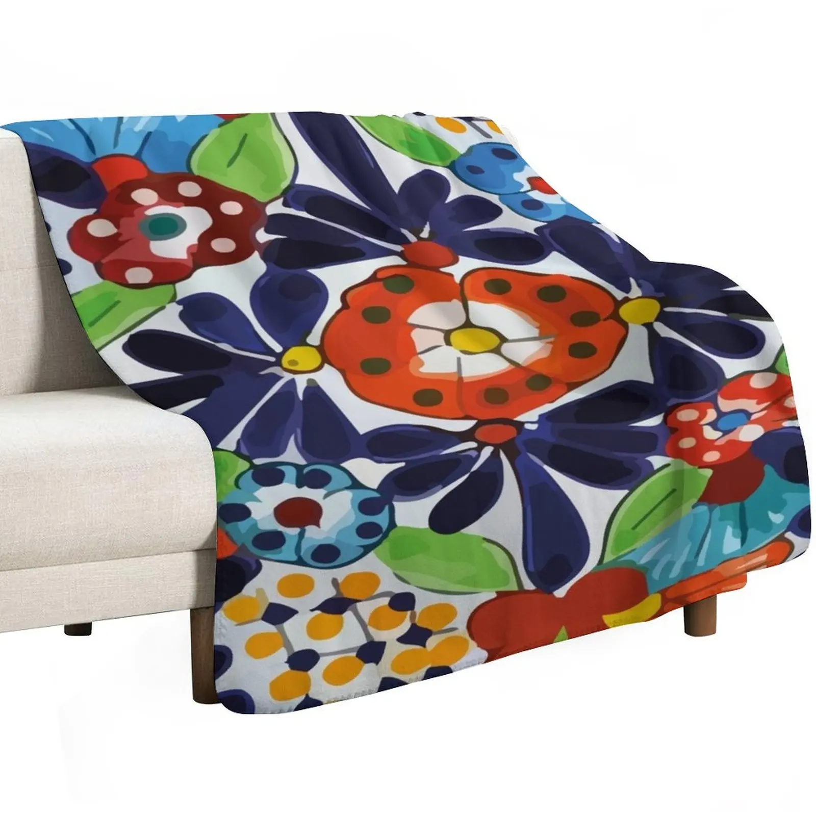 Colorful maximalist Puebla talavera pottery ornamental mexican azulejo tile Throw Blanket Soft decorative Soft Big Blankets