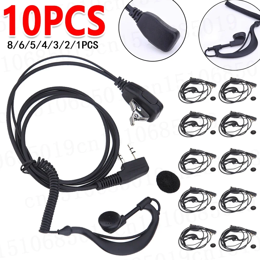 10-1PCS 2 Pin Earpiece Headset for BAOFENG UV5R KENWOOD Anti-noise Microphone for Hiking Police Teamwork Surveillance