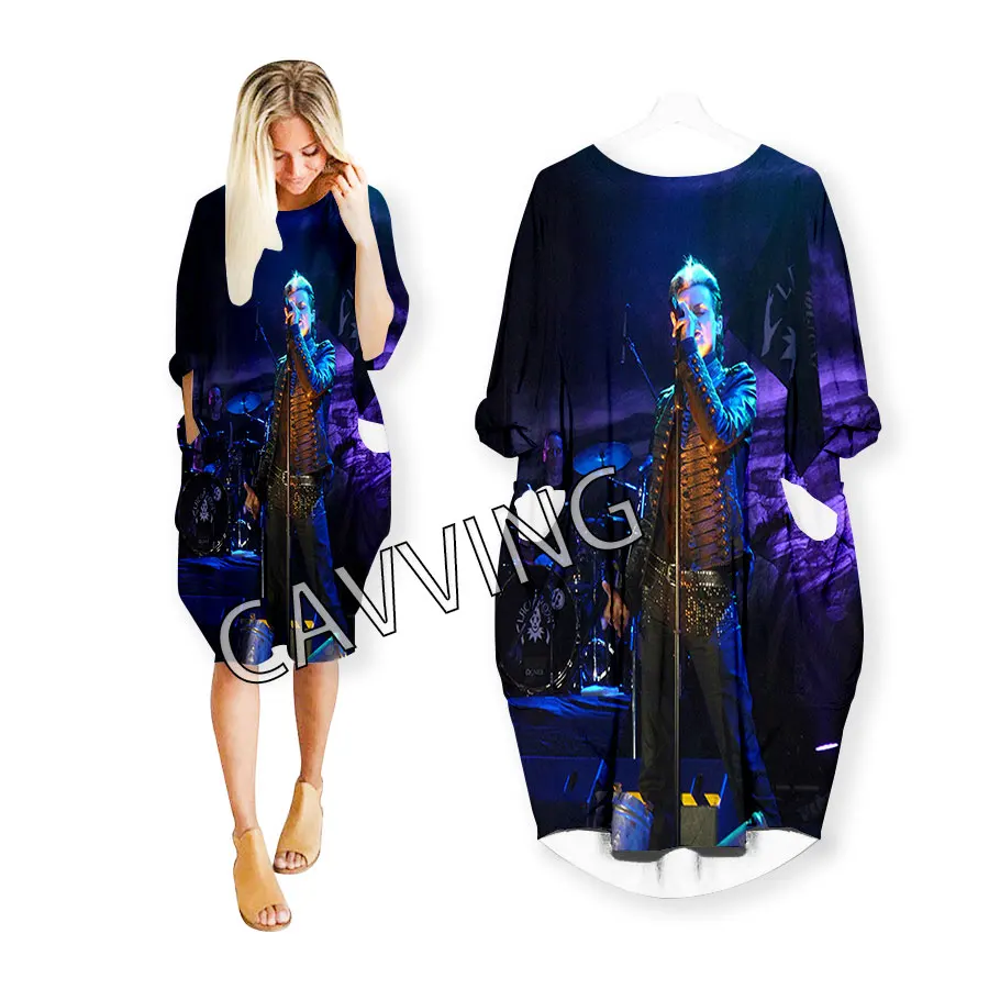 Cavving 3D Print Rock Band Fashion Funny Shirt Pak Harajuku Top Vrouwen Anime Gown Logo Vrouwen Rok Lange-mouwen Jurk