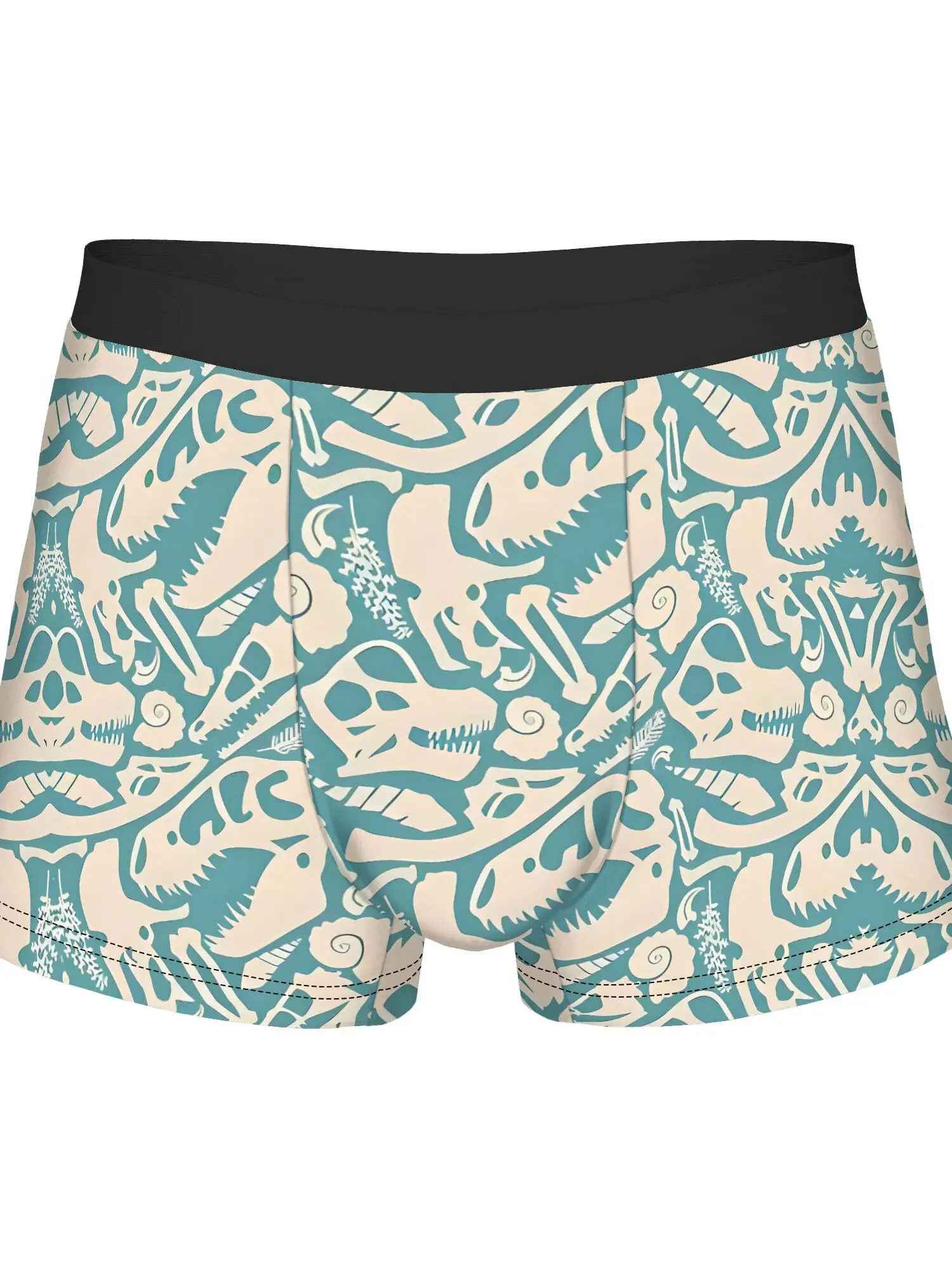 Dinosaur T Rex Park Cool Ancient Reptile Monster Creative Men's Trunks Black Border Underwear, Unique Animal Graphic Underpants