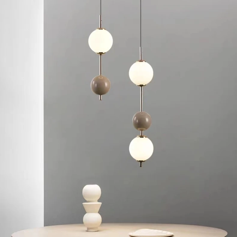 Colorful Ball LED Pendant Light White Glass