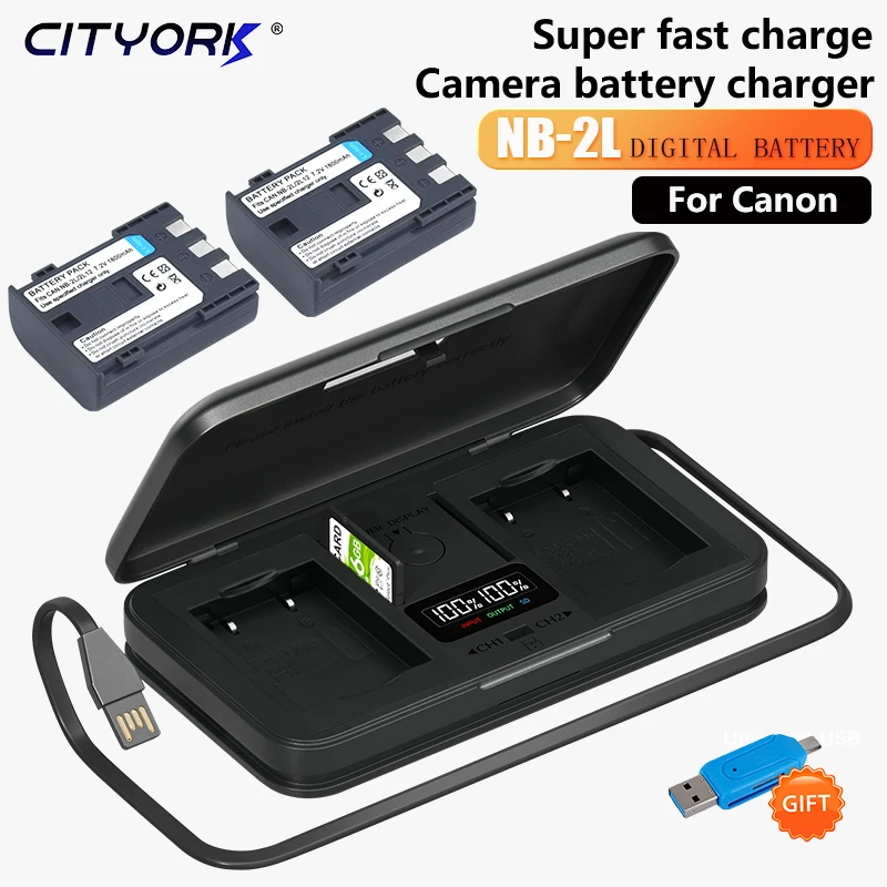 

NB-2L NB2L NB-2LH NB 2LH NB2LH Camera Battery + Storage box LCD dual charger for Canon Rebel XT XTi 350D 400D S80 S70 G9 G7 L10