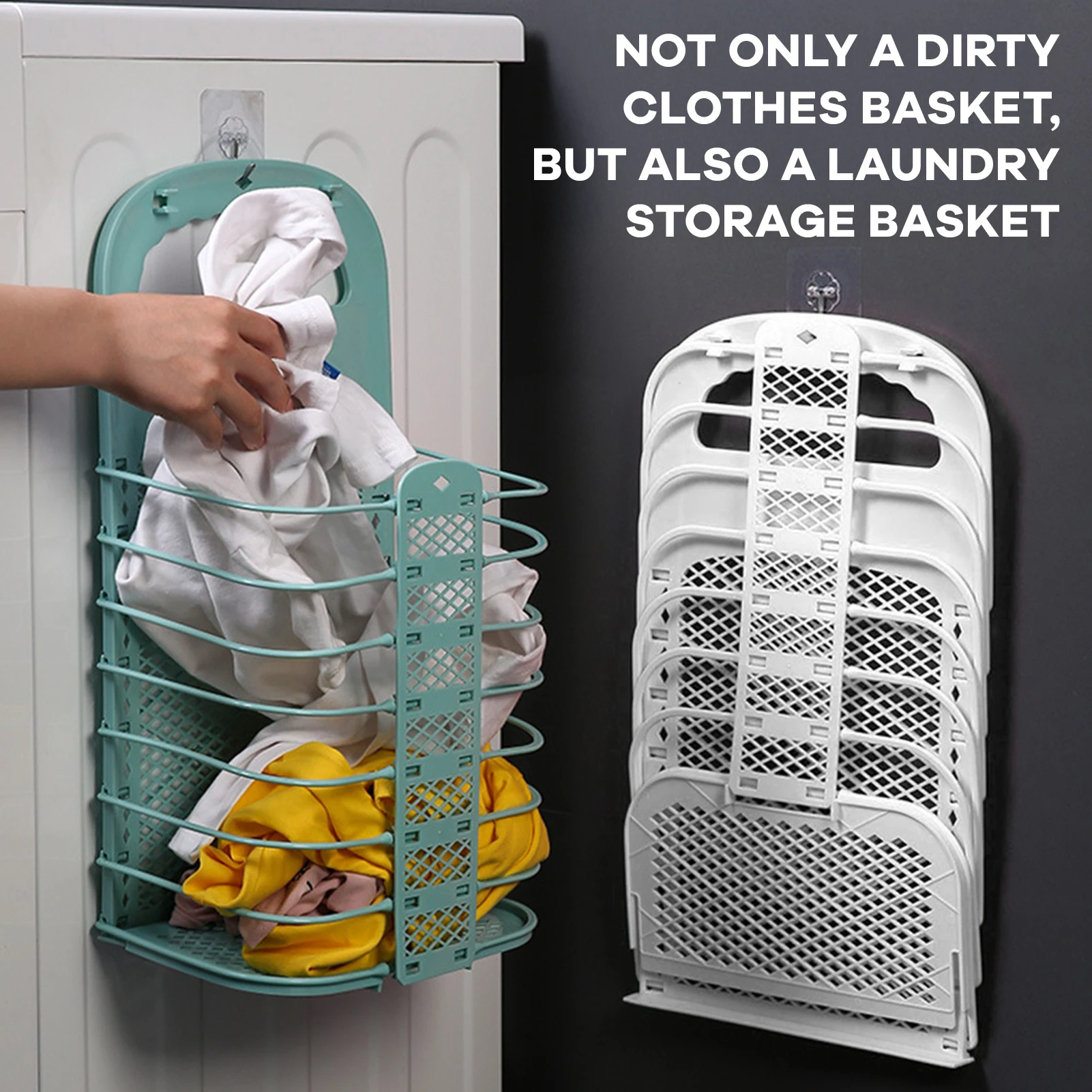

Wall Mounted Dirty Clothes Basket Large Capacity Folding Clothing Organizer Basket Laundry Room Clothes Storage Box 36/47cm