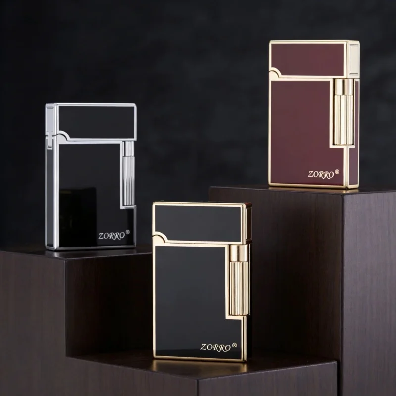 2026 ZORRO Metal Loud Voice Open Flame Butane Gas Lighter Side Pulley Ignition High End Gift Lighters Gadgets for Boyfriend