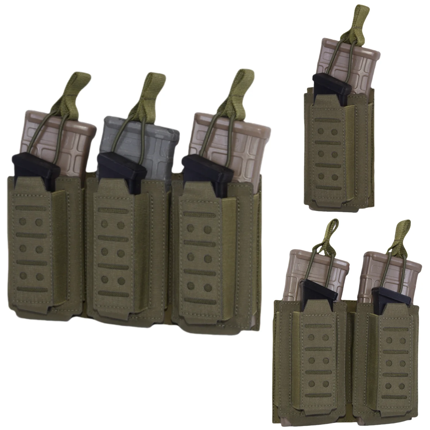 LSR 9mm 556 Mag Pouch Triple Mag Carrier MOLLE Pouch Open Top Single Double Rifle Pistol Mag for M4 M16 AK AR Glock M1