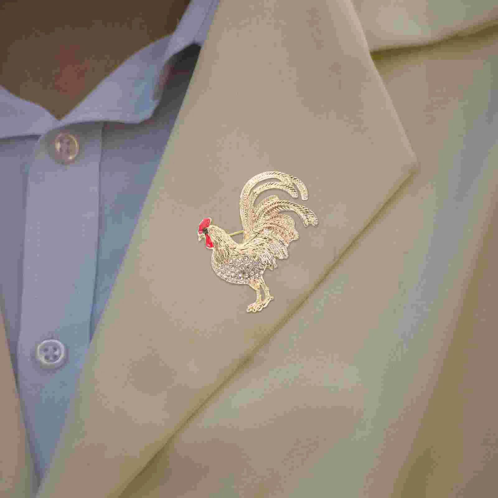 Gold Brooch for Clothes Women Chicken Pin Rhinestone Animal Cute Bulk Brooches