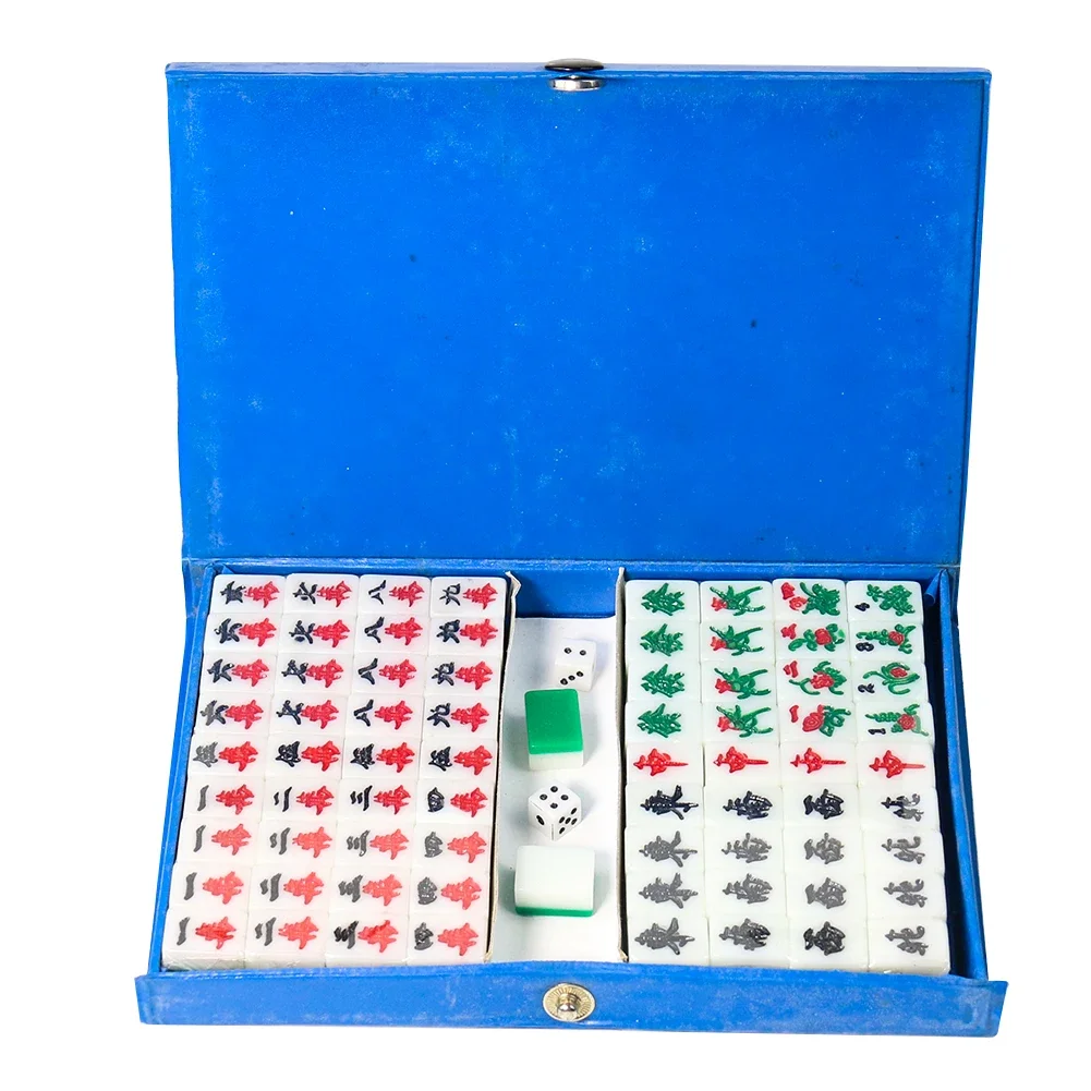 Mini Mahjong Table Board Game with Dice Printing Version Portable Travel Mahjong Set Chinese Family Party Supplies