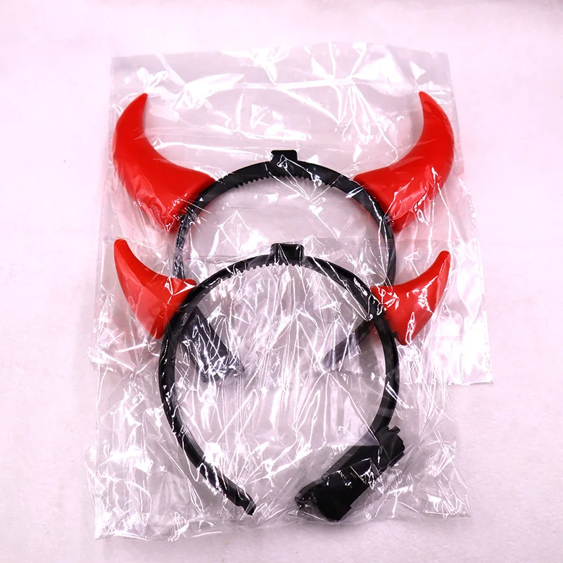 1pcs Women Girls Boy Red LED Light Up Demon Devil Bull Horns Headband Glow Party Birthday Gift Festival Halloween Christmas