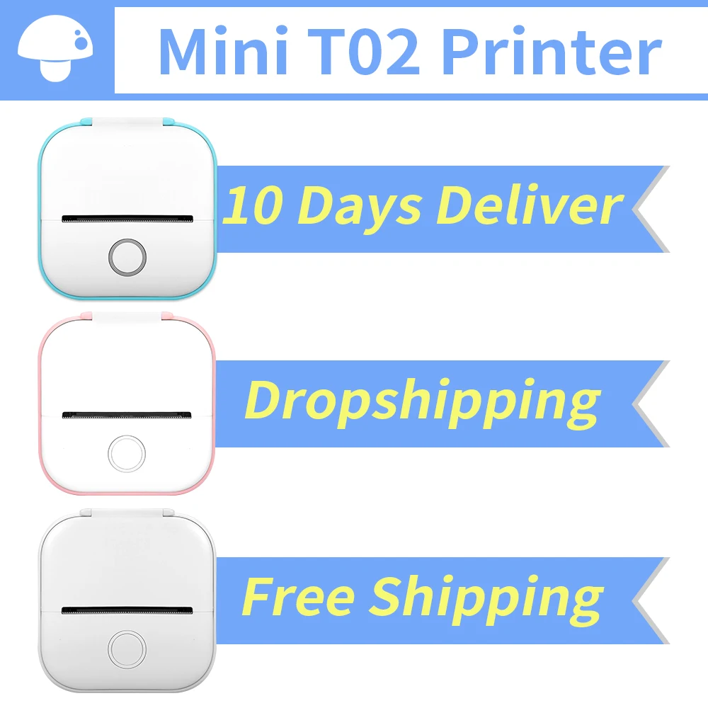 【Droshipping】Phomemo T02 Portable Thermal Printer Mini Printer Thermal Printing Pocket Sticker Label Machine Various Label Paper