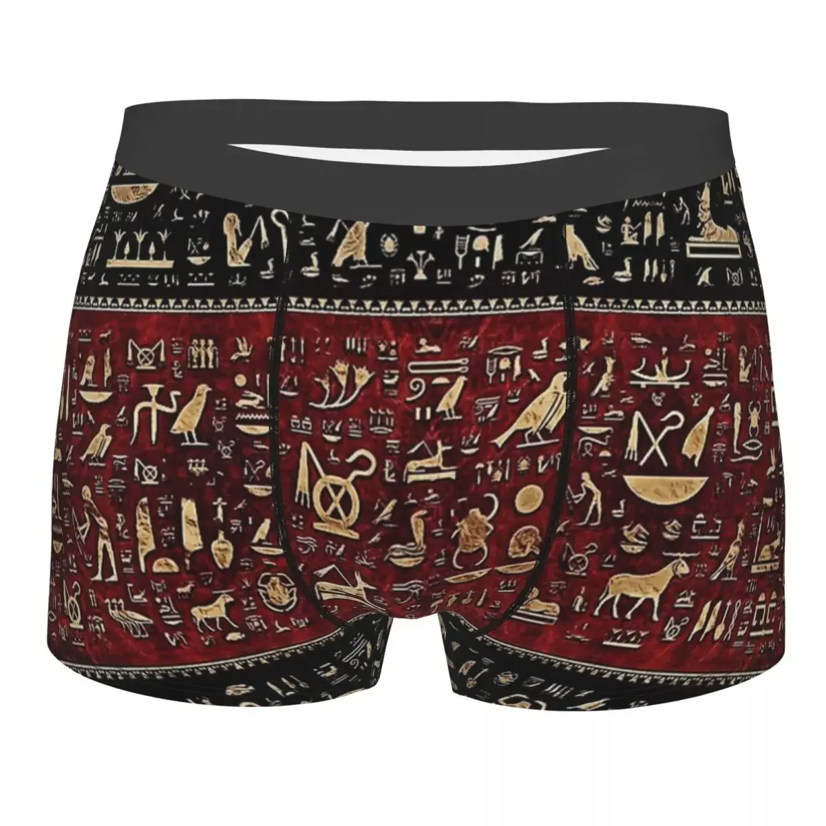 Men Boxer Briefs Shorts Panties Egyptian Hieroglyphs Mid Waist Underwear Ancient Egypt Male Novelty Plus Size Underpants