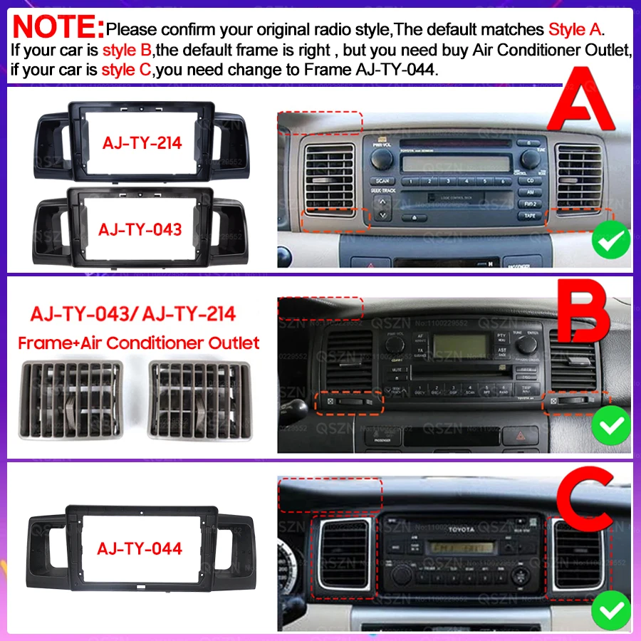 QSZN For Toyota Corolla E130 E120 2000 - 2004 Car Radio 2K QLED Android 13 Multimedia Video Player GPS AI Voice CarPlay Auto 4G