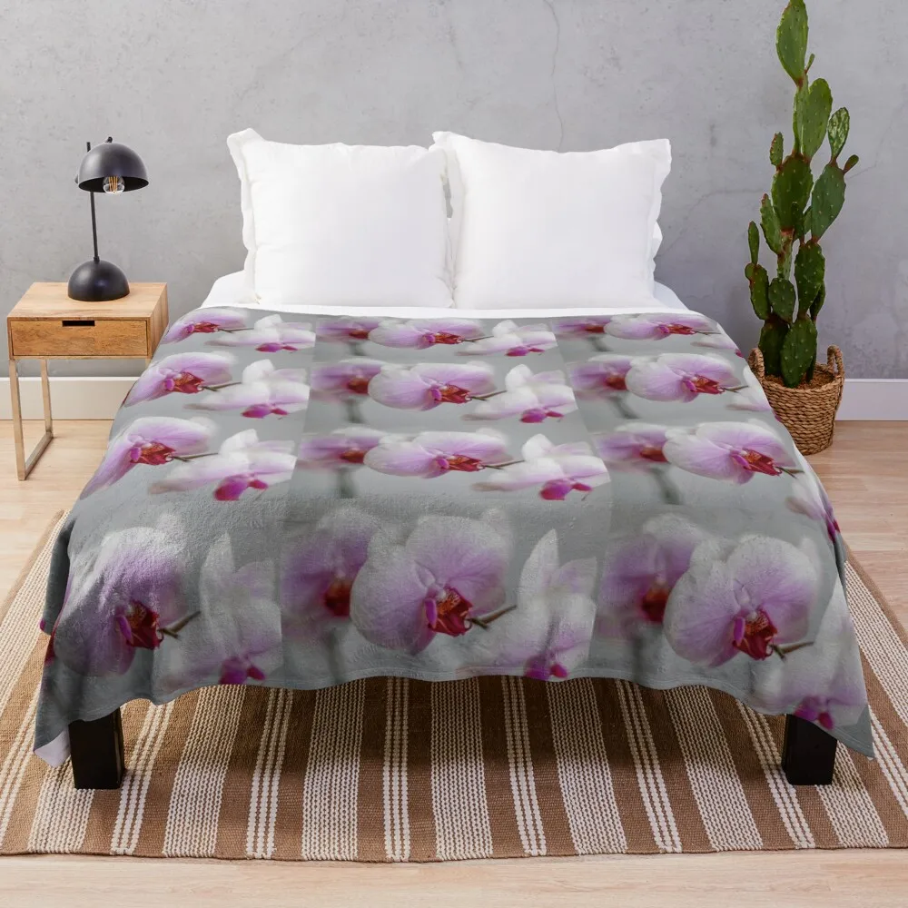 

Pink orchid flower Throw Blanket Single valentine gift ideas Cute Plaid Giant Sofa Blankets