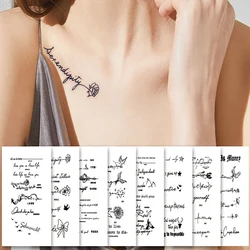 Faux tatouage au jus de plantes, lettre anglaise sexy, clavicule, bras, étanche, longue durée 15 jours, 8 pièces par ensemble