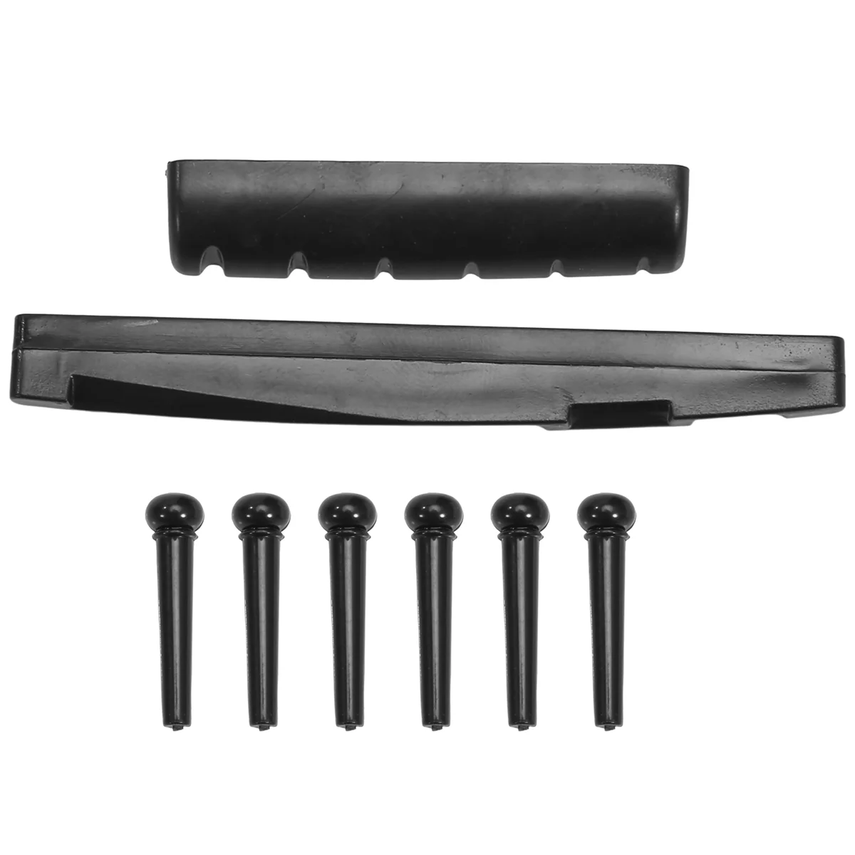 10 Set Guitar String Pegs Replacement Parts Acoustic Guitar Bridge Pins with Guitar Bridge Saddle Nut Kits Tools Black