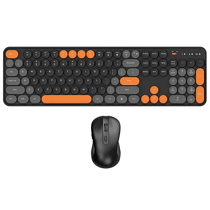 

Multimedia Gaming Keyboard Mouse Combo Silent Round Keycap 2.4G Wireless and Wired Keyboard Set for PC Laptop