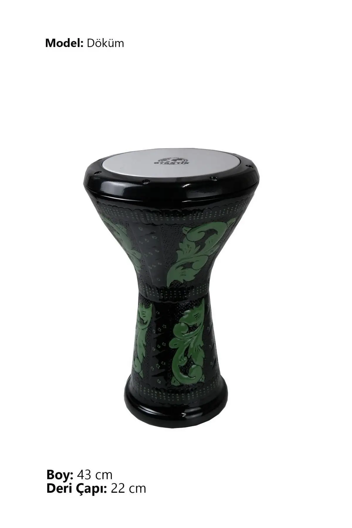 

Darbuka Tomtom Goblet Vintage Cast Black-Green Motif Darbuka, Handdrum Dumbelek Tumbek Doumbek Percussion