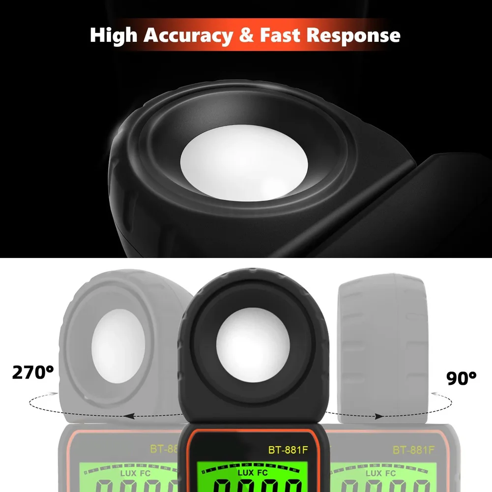 High Accuracy Illuminance Meter Digital Light Meter with LCD Display and Auto Range Selection for Light Measurement