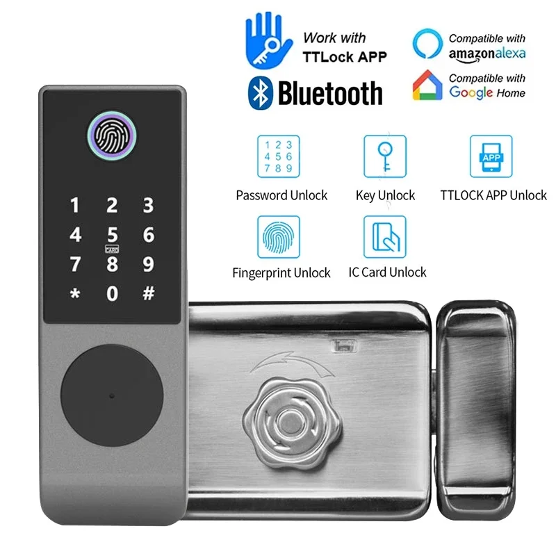 

IP65 Waterproof TTLock Fingerprint Smart Door Lock Outdoor Gate Bluetooth Password 13.56MHz IC Card Deadbolt+Mechanical Key