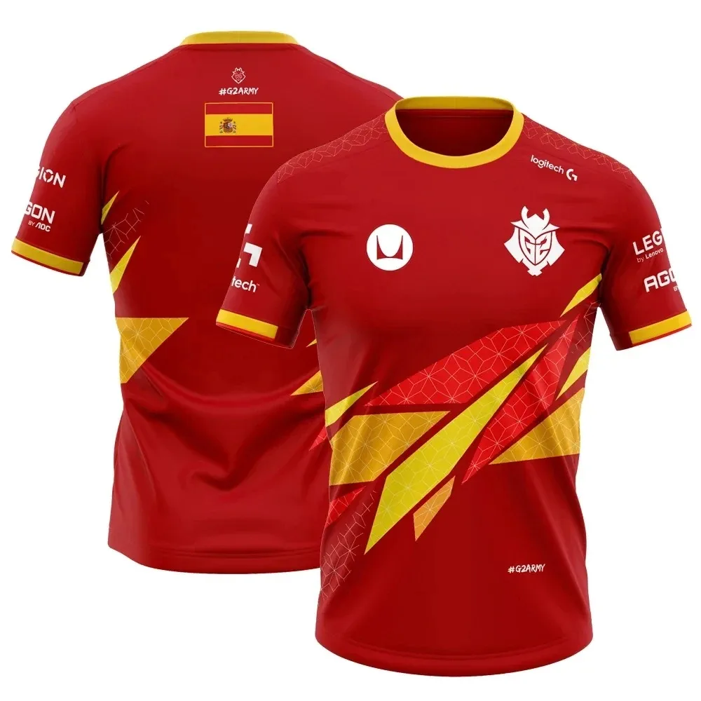 

2024 3D Summer Breathable Mesh T-Shirt G2 National Team Uniform Men'S Quick Drying T Shirt Esports Fan Short-Sleeved Casual Fash
