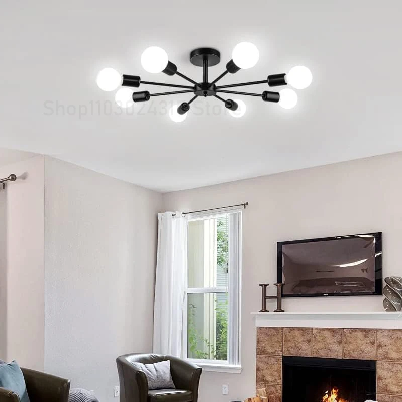 Modern Nordic chandeliers, chandeliers, black LED milk Edison bulbs, indoor lighting, minimalist home decoration