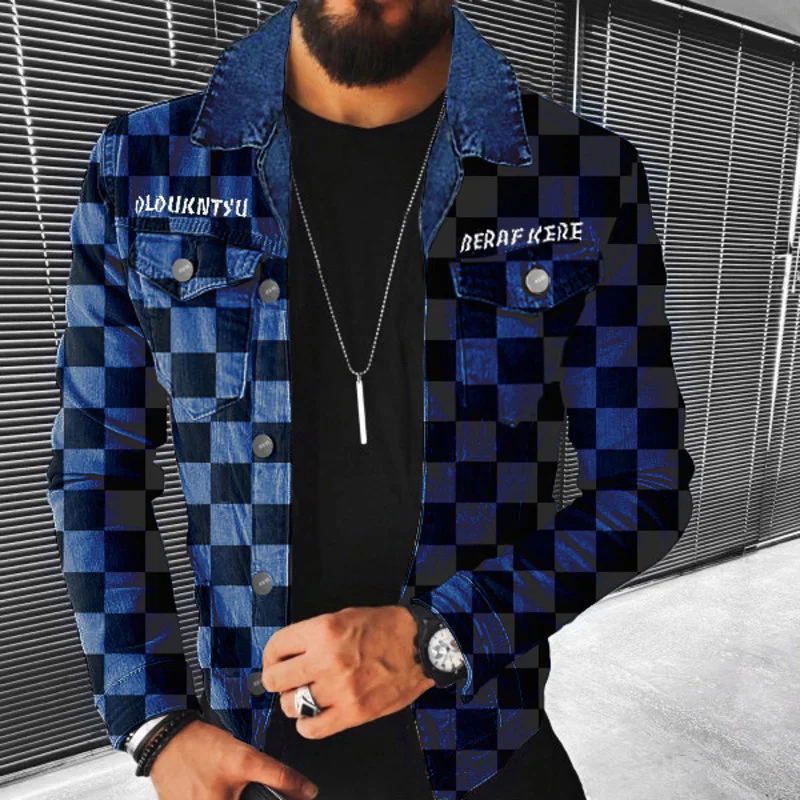 

Casual 2023 Autumn Fashion Men's Lapel Coat Many Pocket New Checkerboard Jacket Luxury Trendy Clothes Free Shipping 21Q4533