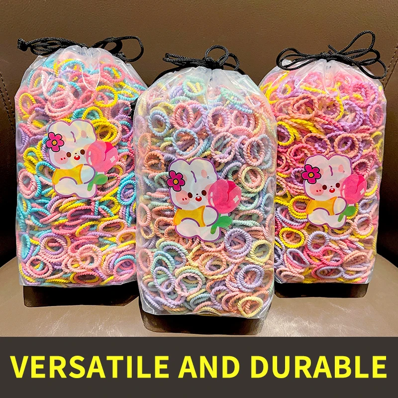 100 Pcs/Bag New Children Candy Colors Simple Scrunchies Rubber Bands Baby Girls Soft Elastic Hair Bands Kids Hair Accessories