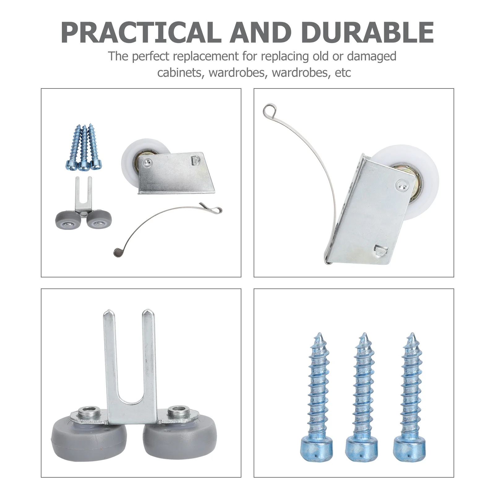 

4Sets Wardrobe Pulley Heavy-Duty Sliding Door Roller for Closet Cabinet Furniture Smooth Moving Wheels Sliding Door Roller