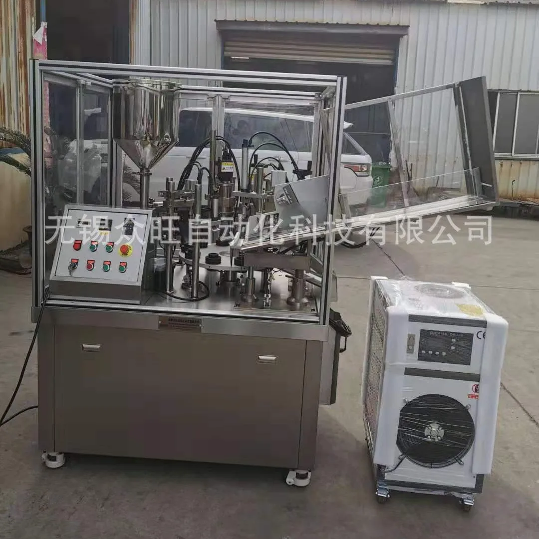 Automatic filling and sealing machine, automatic tube loading and automatic sealing, toothpaste tube filling and sealing,