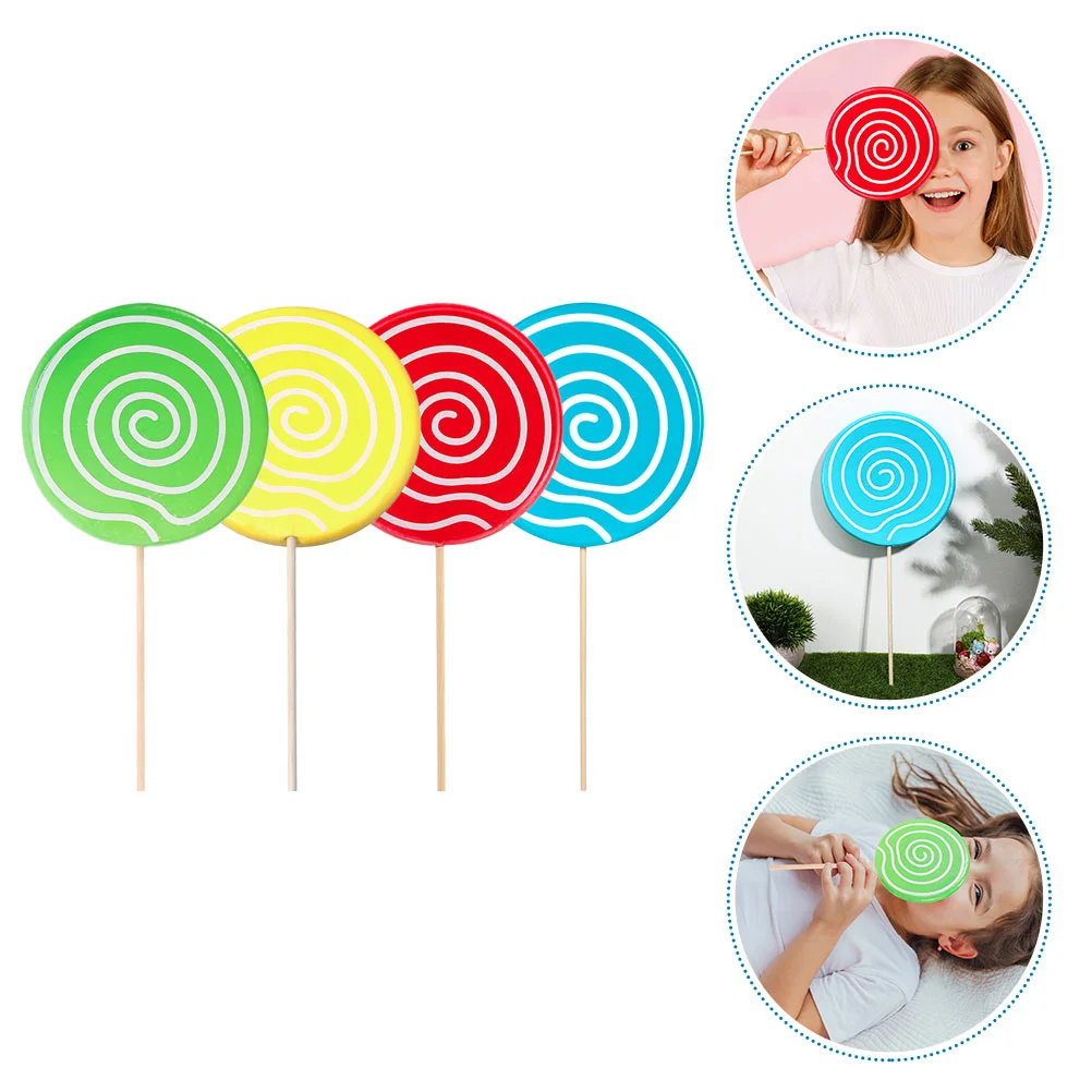 

4 Pcs Simulation Lollipop Decorative Ornament Party Decorations Fake Decorate Toy Candy Prop Xmas Photo Child