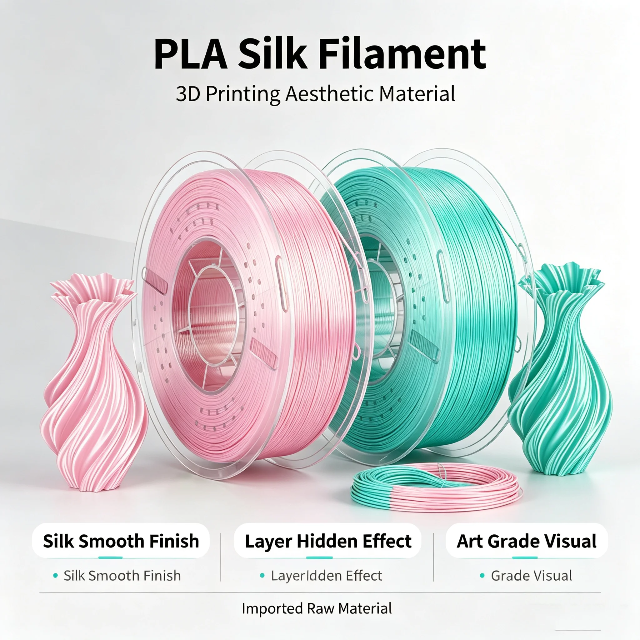 LANDU Silk PLA Filament 1kg Glossy Finish 3D Printer Filament Premium Material Smooth Printing Compatible With Most FDM 3D Print